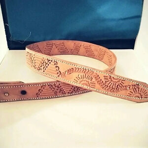 New Vintage Hand tooled Leather Belt NWOT